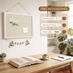 DOLLAR BOSS Bulletin Boards with Linen 1-Pack 16''X 12'' Double-Sided Cork Board for Walls Wood Framed Bulletin Boards, Small Pin Board for Home Kitchen Office Decorative Hanging 10 Pushpins