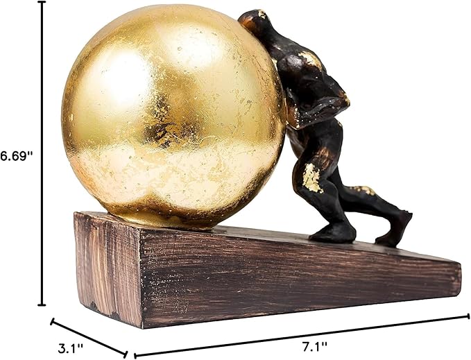 Lukitas Sisyphus Sculpture Home Decor, Struggler Statue, Sportsman Figurine Ornament for Office Living Room, Resin L8.5''