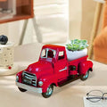 Farmhouse Vintage Red Truck Decor, Retro Spring Metal Truck Table Decor, Decorative Farm Tabletop Storage & Garden Pickup Trucks Planter, Fall Coffee Desk Centerpiece & Car Model Gifts