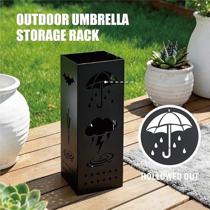 Umbrella stand - Metal vertical umbrella stand - Suitable for entrance halls, stores, offices. Dimensions: 6.3 x 6.6 x 16.34 inches