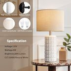 Seealle 23" Modern Ceramic Table Lamps Set of 2 - Table Lamps for Living Room, Farmhouse Bedside Night Stands Lamp for Bedroom, White Boho Nightstand Lamps Set of 2(Bulb Included)