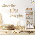 Kigley 5 Pcs Playroom Wall Decor 15.4" x 18" 3D Where The Wild Ones Play Nursery Sign Wooden Wall Art Decoration for Kids Toddler Room Decor Boys and Girls Kindergarten Bedroom Word Sign(Wood Color)