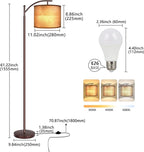 Floor Lamp for Living Room, LED Standing Lamp Tall Industrial Floor Lamp Reading for Bedroom, Office (9W LED Bulb, Wood Grain Lampshade Included) - Oil-Rubbed Bronze