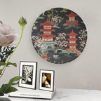 Decorative Plate Chinoiserie Charcoal Coral Pagoda Asian Customize Decor for Festival Display Home Kitchen Ceramic Dinner Plate 1 Plate with 1 Display Stand, Multi Sizes, Gifts for Men Women