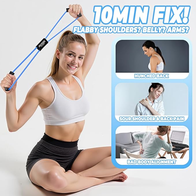 Figure 8 Resistance Bands for Women Men, Exercise Bands with Handles, 8 Shaped Resistance Bands for Back, Arm, Chest & Shoulder Workout, Home Gym Equipment for Yoga, Pilates, Physical Therapy