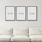 Framed Black and White Abstract Wall Art, 3 Piece Canvas Prints Paintings Artwork for Walls, Modern Minimalist Gold Beige Block Pictures for Living Room Hallway Office Wall Decor 16x24 Inch
