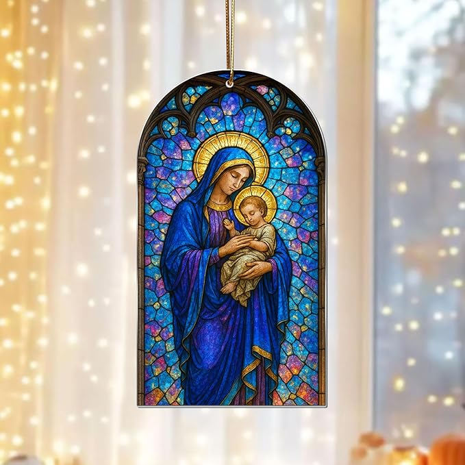 Hologram Nativity Ornament, Radiant Holy Scene Christmas Hanging Decor, Nativity Ornament, Christian Gifts for Mom, Luminous Window & Tree Decoration