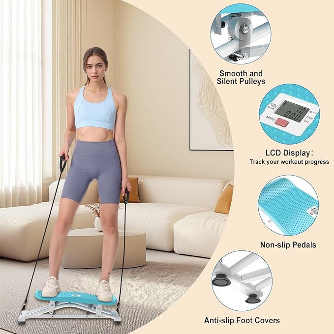 HOTSWEAT Balance Board, Ski Balancing Machine with 300 LBS Weight Capacity, Slide Stepper Stimulated Ski with Resistance Bands, Portable Balance Trainer for Full Body Workout