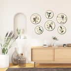TOARTi 6pcs Vintage Bird Wall Art Set(9.9”x3/7.9”x3) Round Bird Botanical Wooden Plaques Rustic Bird Plant Round Wall Hanging Farmhouse Birds Wall Decor for Home Bedroom Living Room Bird Lover Gift