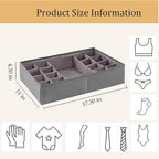 Drawer Organizer Clothes, Adjustable Dividers and Can Change the Size of the Dividers According , Can be Used in the Bedroom, Nursery and Closet Organizer or Storage, Underwear, Socks (Grey, Big)