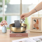 9.1 Inches Stainless Steel Bowl Decorative Key Bowl Golden Serving Bowl for Snack Fruit Dish Round Key Dish for Entryway Table Coffee Table Kitchen Counter