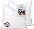 Pillowflex Synthetic Down Alternative Pillow Inserts for Shams - Comfy Pillows for Sleeping, Perfect Pillow & Best Sleeping Pillows, Handmade Down Alternative Throw Pillow Inserts - (18x18 Set of 2)