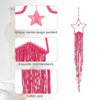 MECCANIXITY Macrame Dream Catchers, Rose Red Handmade Star Design Woven Cotton Dream Catcher Wall Hanging for Home Bedroom Decoration Ornament Craft Gift