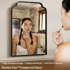 20X30 Inch Black Bathroom Mirror for Wall, Modern Rounded Corner Rectangle Mirror with Non-Rusting Iron Metal Framed Bathroom Vanity Mirror for Over Sink Wall Decor
