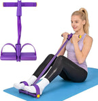 BlingKingdom Multifunction Fitness Resistance Band, 6-Tube Tension Exercise Rope Elastic Yoga Foot Pedal Puller Abdominal Trainer Band for Arm, Leg, Core, Workout, Sit-Up Training, Stretching