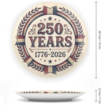 250th Anniversary Decorative Plates 10 Inch Vintage Patriotic Decorations Commemorative Plates with Stand Independence Day 4th of July Semiquincentennial Home & Office Decor