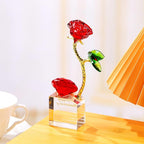 YWHL 40th Wedding Anniversary Rose Gifts for Parents, 40 Years Happy Anniversary Ruby Wedding Gift for Couples, Crystal Rose Figurine with Red Diamond, Romantic Valentines Day Present for Wife
