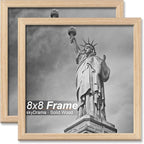 Natural Solid Wood 8x8 Picture Frame, Display 8 x 8 Inch Picture Poster Photo, Vertical & Horizontal Wall Hanging - 2 Pack/Natural/8"x8"