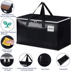 StorageRight Heavy Duty Moving Boxes-Moving Bags with Zipper, Reinforced Handles and Tag Pocket-Collapsible Moving Supplies-Totes for Storage Great for moving, Storage and Travel 93L(Black-4 Pack)