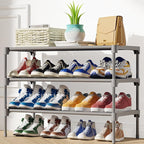 Kitsure Shoe Rack - Non-Woven Shoe Rack Shelf, Shoe Organizer for Closet, Entryway, Garage & Corridor, Stackable Shoe Shelves, 27.5" Wide - 3 Tier, Grey