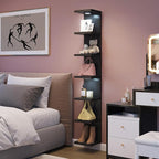 Fixwal Black Shelves 7 Tier Wall Mounted Shelf Unit Floating Shelves with LED Lights Lack Wall Shelf for Home Decor Organizer Display