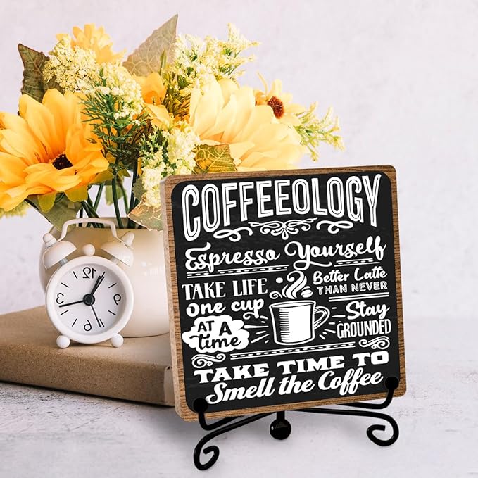 Funny Coffee Bar Accessories - Table Decorations & Desk Shelf Cubicles for Coffee Bar Decoration