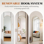 DUMOS 47x14 Inch Arched Full Length Mirror Over the Door, Wall Mounted Full Body Mirror, Door Hanging Metal Aluminum Alloy Frame Dressing Mirrors for Bedroom, Living Room, Entryway, Gold