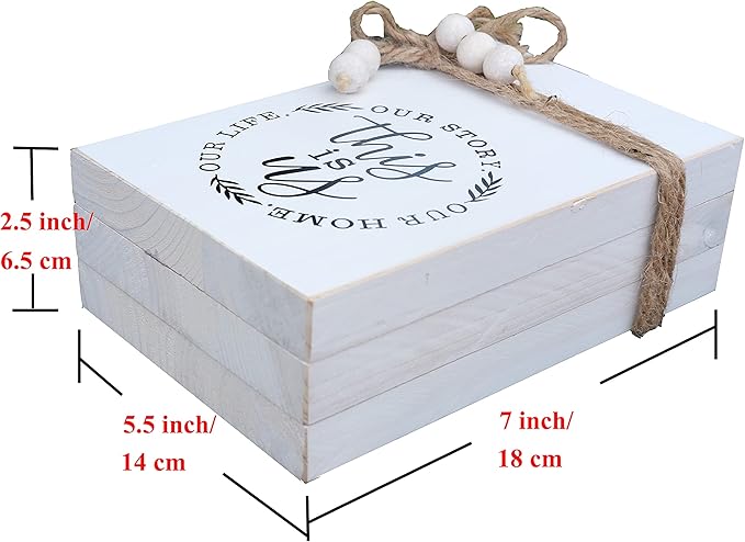 LIVDUCOT Wood Decorative Books Stack Rustic Home Decor Stack White Wooden Books for Modern Home Decor,Shelf,Mantle or Tray This is Us Our Life Our Story Our Home 7X 5.5X 2.5'