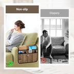 Armchair Caddy & Remote Control Holder for Couch & Recliner | Non-Slip Armrest Organizer with 6 Pockets for TV Remote, Phone, Tablet, Magazine & More, 19 x 35 Inches, Chocolate
