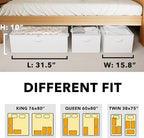 SpaceAid 3 Pack 10" High Under Bed Storage Containers, Large Underbed Storage Organizer Bins with Lids for Bedroom, Dorm, Clothes, Closet Organization, Bed Sheets and Blankets (White)