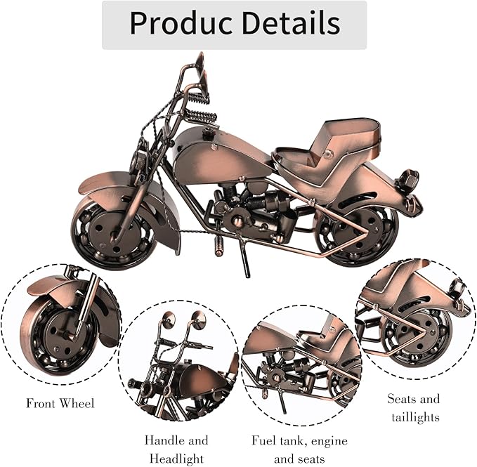 Metal Motorcycle Model - Collectible Moto Decor, Ideal Motorcycle Gifts for Men, Handcrafted Metal Replica for Study/Office/Living Room Decoration