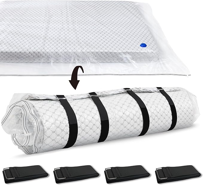 Storage Master Vacuum Storage Bag for King Size Mattress - Ideal for Memory Foam and Latex Up to 14 Inches - Designed for Easy Moving, Shipping and Storing with Straps (KING/CAL KING)