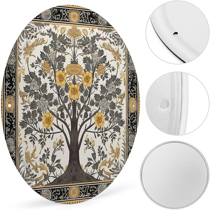 Wall Picture, with Tree Pattern Printed Circular Iron Hanging Picture,Wall Art Decor,Home for Bedroom Living Room Bathroom Decor,Iron Painting 11.8X11.8 in