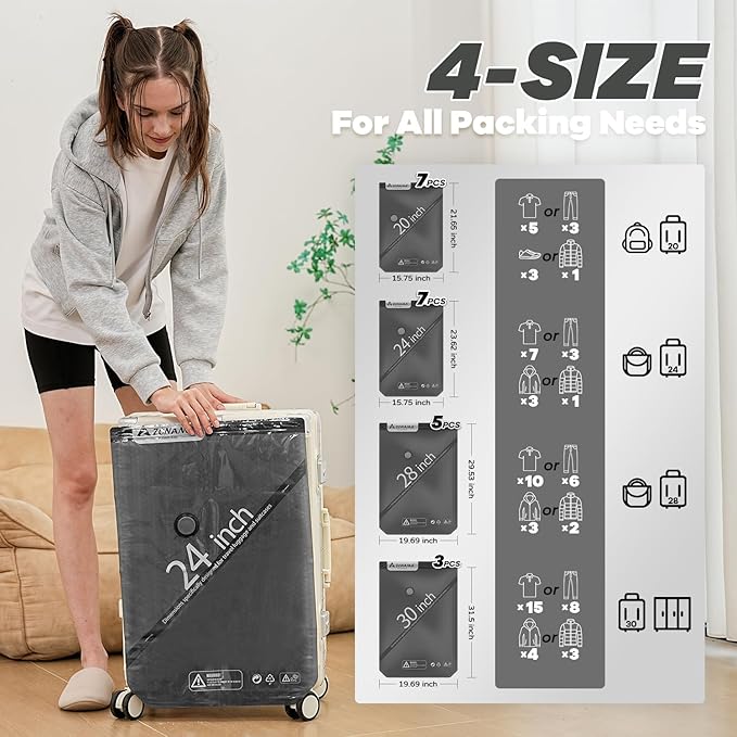 Vacuum Storage Bags for Travel with Wireless Rechargeable Air Pump, 22 Pack Travel Essentials Space Saver Compression Bag for Luggage, Suitcase, Backpack, Vacuum Seal Bags for Home Storage Clothing