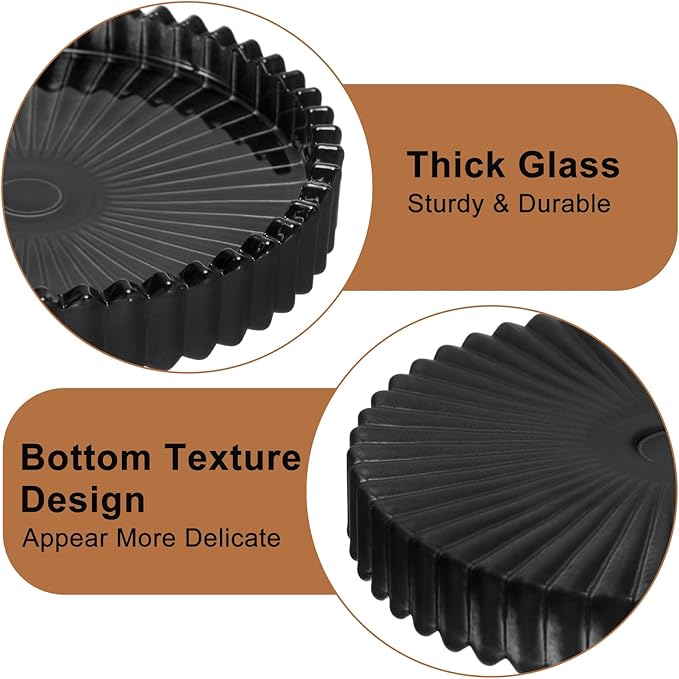 Glass Black Coaster Set of 5- Coasters for Glass Table Black Coasters Modern Round Cup Mats Coffee Table Decor for Kitchen, Bar, Dining Room, Living Room, Office