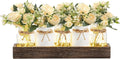 Mkono Mason Jar Lights Centerpiece Table Decor for Dining Room Farmhouse Wood Tray with Flowers Valentines Day Decoration for Coffee Table Kitchen Living Room Wedding