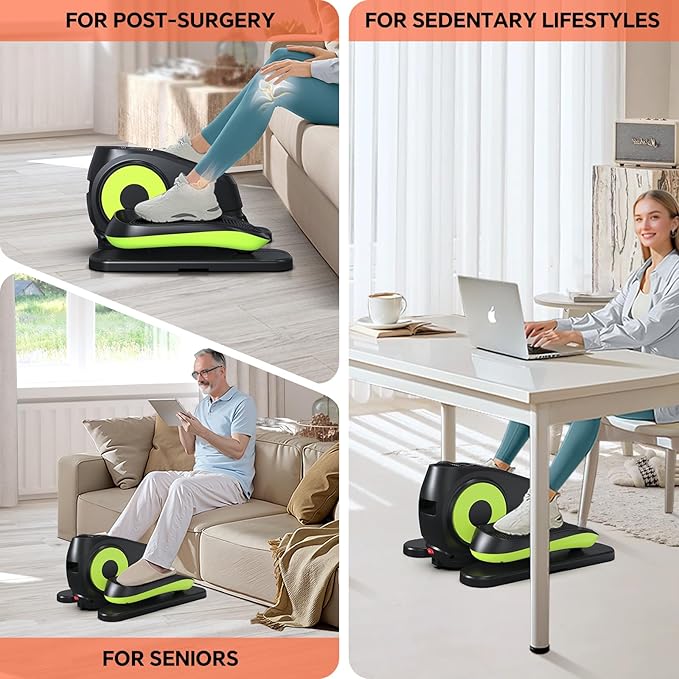 Under Desk Elliptical Machine with Remote Control, 16 Adjustable Speed Electric Ellipse Leg Exerciser Pro As Seen On TV for Senior, Portable Quiet Seated Pedal Exerciser
