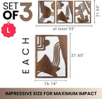 qmmp Modern Wooden Wall Sculptures - Set of 3 - Home Decor Accent - Large Wall Art for Living Room, Bedroom, Office - Easy Installation (Walnut, Large - Abstract Shapes)