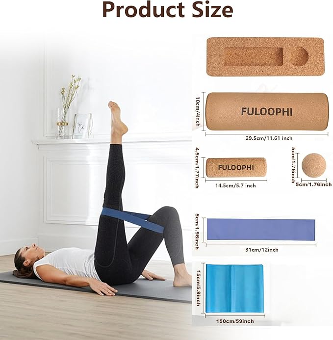 Balance Board, Premium Cork 4-in-1 Foot & Ankle Strengthener Kit, Balance Trainer with Massage Roller & Ball, Resistance Bands for Enhance Mobility, Improve Foot Function, Prevent Falls