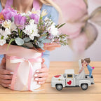 Valentines Day Decorations Farmhouse Vintage Mini Truck with Love Couple Figurines, Heart Pattern, Valentine's Day Home Tiered Tray Decor Valentine & Wedding Table Centerpiece Gifts for Her Him