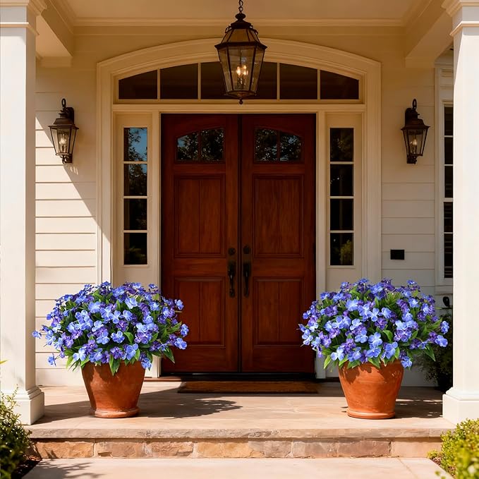 Artificial Fake Flowers for Outdoor, 6 Bundles UV Resistant Faux Plants Decoration Silk Flowers No Fade Plastic Flowers for Outside Planters Home Porch Patio Yard Garden Decor