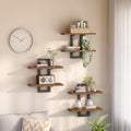 HOOBRO Floating Shelves, 15 Inch Wall Shelf Set of 3, Wall Mounted Storage Shelves 2-Tier, Hanging Bathroom Shelves, for Living Room, Bedroom, Bathroom, Kitchen, Walnut and Black BH32BJP301