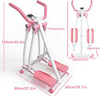 Elliptical Machine Glider - Foldable Cardio Cross Trainer for Home, Exercise Machine with LCD Display, Low-Impact Full-Body Workout Equipment for Small Spaces, Leg and Arm Exercise Machine, Pink