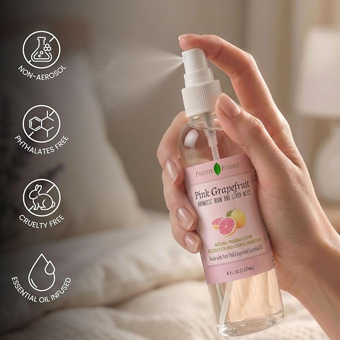 Pink Grapefruit Linen and Room Spray, Natural Air Freshener Made with Pure Pink Grapefruit Essential Oil, Bathroom Freshener, Pillow Spray, or Odor Eliminator