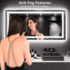 LOAAO 60X30 LED Bathroom Mirror with Lights, Anti-Fog, Dimmable, Backlit + Front Lit, Lighted Bathroom Vanity Mirror for Wall, Memory Function, Tempered Glass, ETL Listed