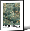 Yayoi Kusama Inspired Poster Japanese Botanical Wall Art Abstract Yayoi Kusama Print Modern Ukiyo-e Japanese Gallery Wall Decor 12x16in Black Framed for Home Bedroom Decorations