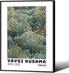 Yayoi Kusama Inspired Poster Japanese Botanical Wall Art Abstract Yayoi Kusama Print Modern Ukiyo-e Japanese Gallery Wall Decor 12x16in Black Framed for Home Bedroom Decorations