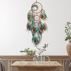 Blue and Brown Large Dream Catcher Wall Decor Crystal Tree of Life Dream Catchers Handmade Feather Dreamcatcher Wall Hanging Ornament for Bedroom Living Room Home Decor