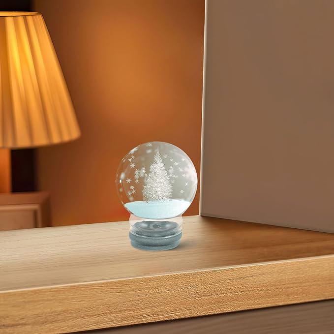 2pcs Glass Snow Globes: Clear Fillable Snow Water Globe Rubber Base Candy Bottle Jar for DIY Craft Home Christmas Winter Decoration 65mm