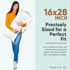 Pillowflex Synthetic Down Pillow Insert - 16x28 Down Alternative Pillow, Ultra Soft, Large Rectangle, Lumbar, Kilim, Back, Sleeping Pillow - 1 Decorative Pillow Form